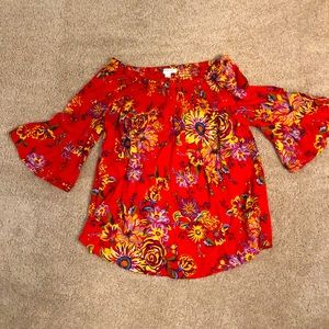 Off shoulder floral blouse- sz M